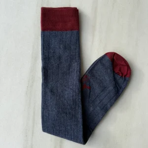 NUEVO Calcetín canalé alto Jeans y granate