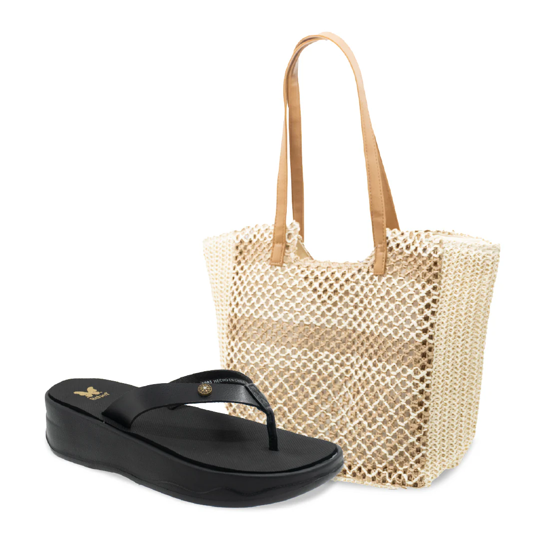 PACK PLAYERO CARTERA + SANDALIA 8203 NEGRO - Imagen 4