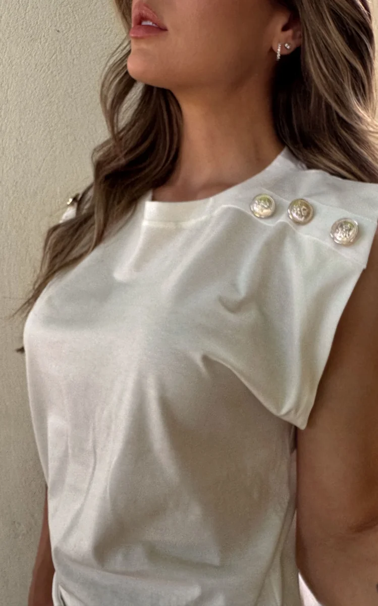 Camiseta Marfil Detalle En Hombro - Imagen 8